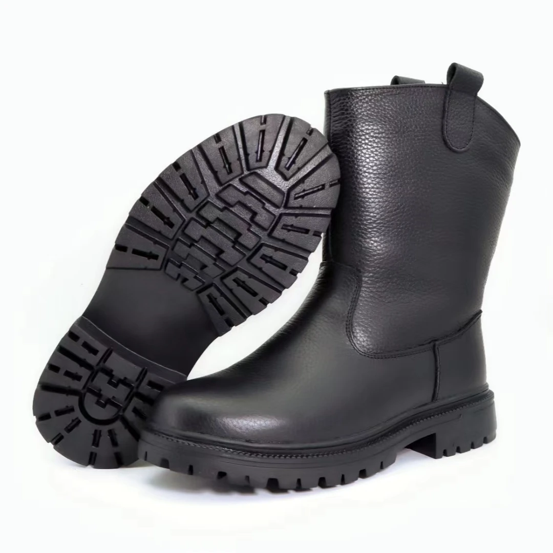 【羊皮靴黑色】长靴软底西部牛仔靴羊毛鞋保暖骑士靴马丁靴厚底