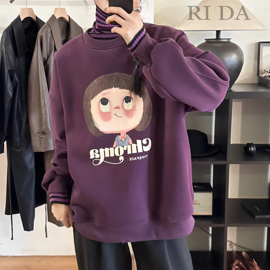 哈哈的私橱   卫衣秋季长袖圆领印花百搭宽松