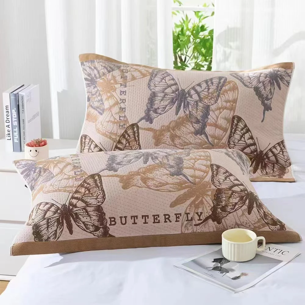 【蝴蝶飞舞 枕巾】52x78厘米 纯棉纱布成人大号枕巾一对