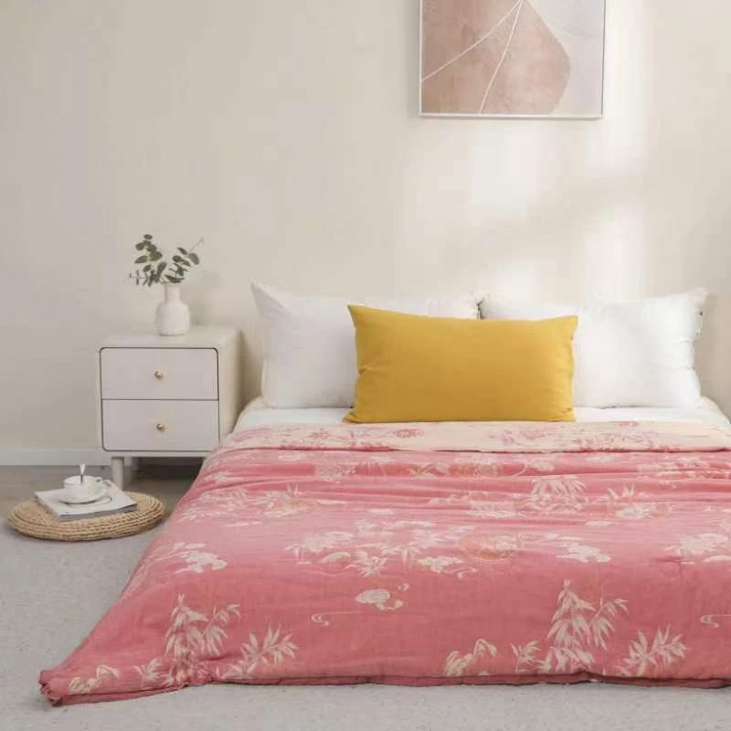 【粉色稻香  双层纱被子】2X2.3米纯棉双层纱被子