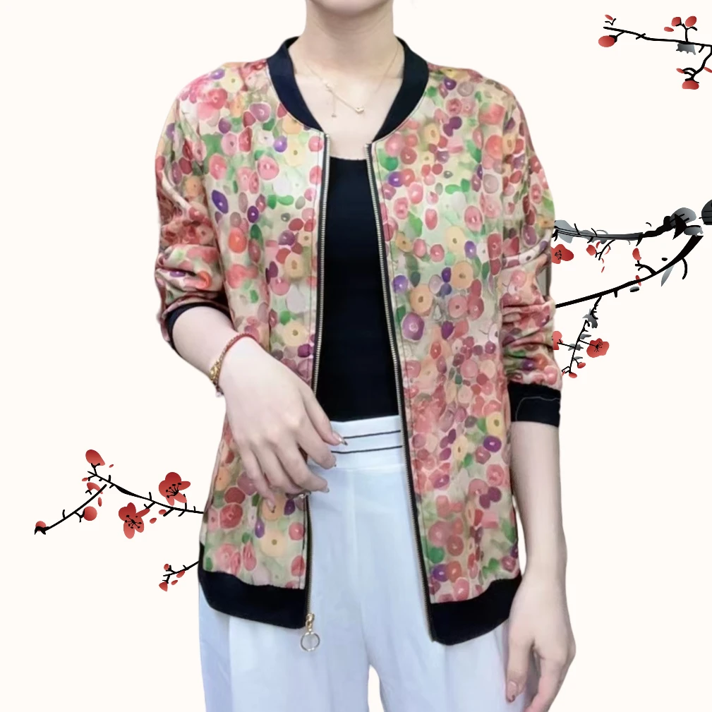 【彩虹豆】上新妈妈装长袖休闲百搭女士薄款印花时尚百搭新品洋气