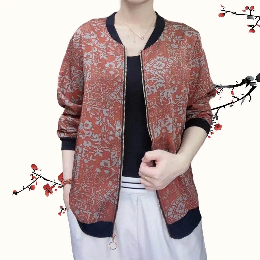 【剪纸红】中老年妈妈装外套短外套大码洋气休闲百搭开衫女士中年装