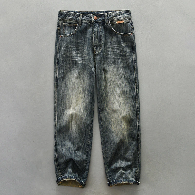 1787男士秋季新款复古水洗牛仔休闲裤