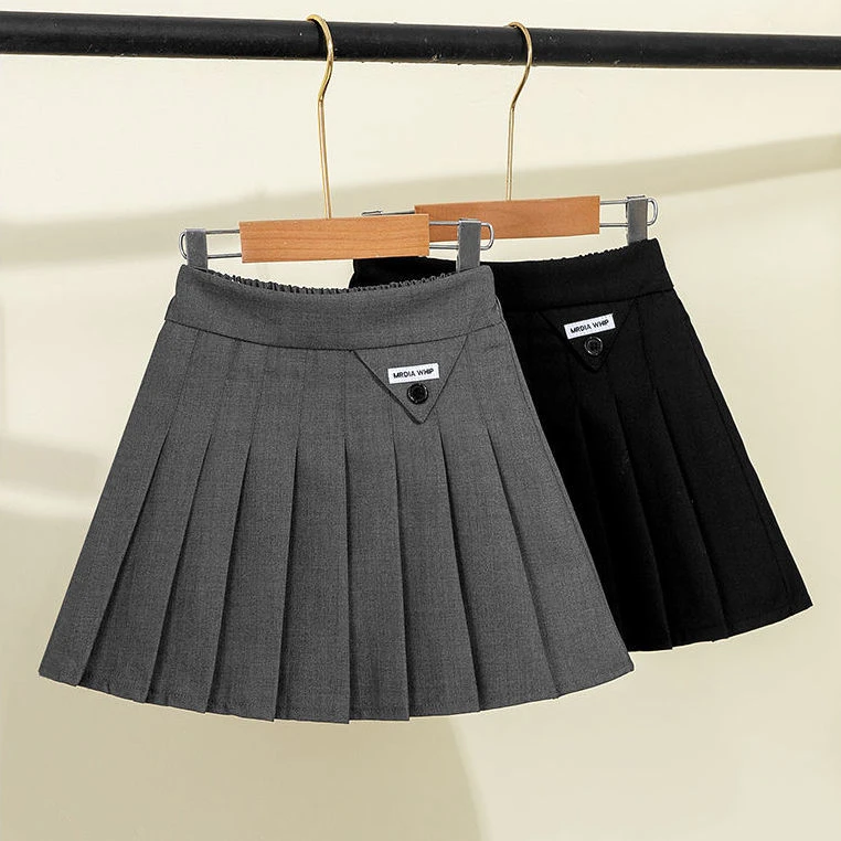 女童半身裙春秋2022新款儿童洋气短裙纯色百搭女孩夏装百褶裙裙子