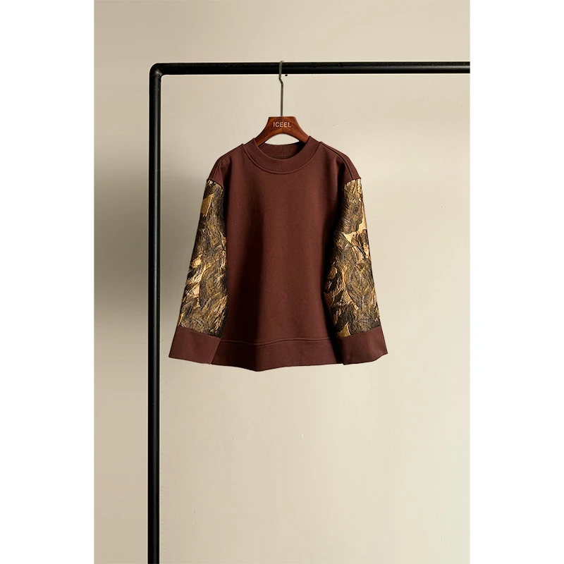 原创高档女装高级感新中式上衣女秋冬新款圆领长袖加厚宽松卫衣