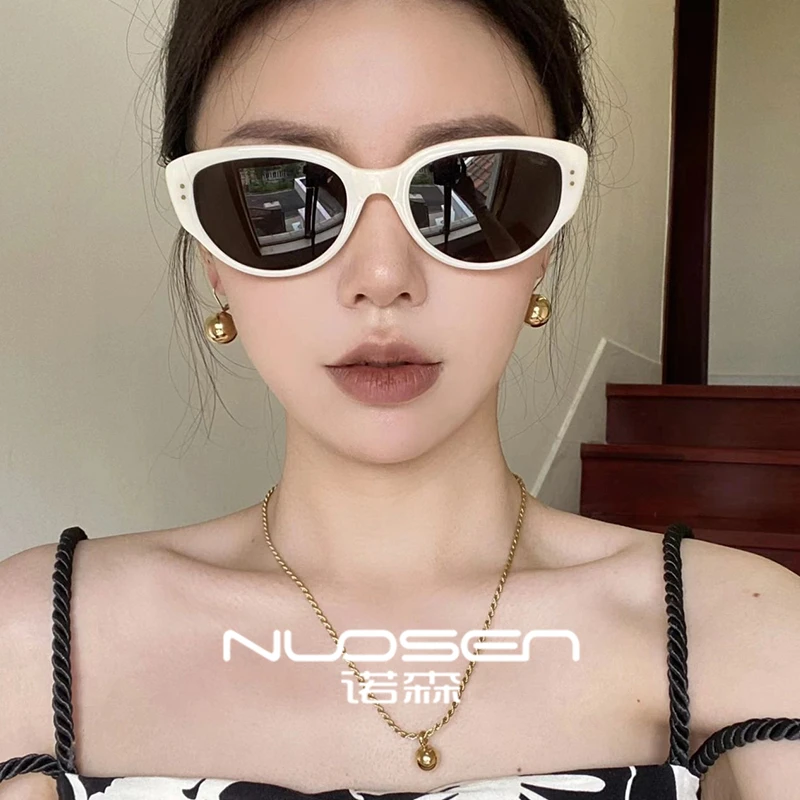 诺森墨镜女高级感2025新款潮白色猫眼太阳镜大脸显瘦防晒防紫外线