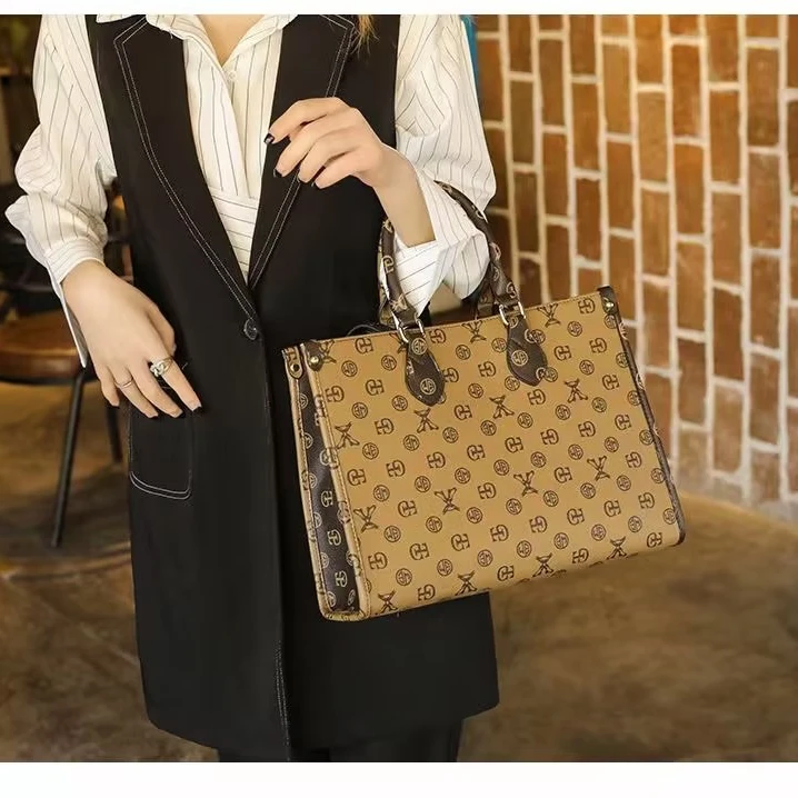 A03托特包新款高级时尚百搭印花手提斜挎手工女包