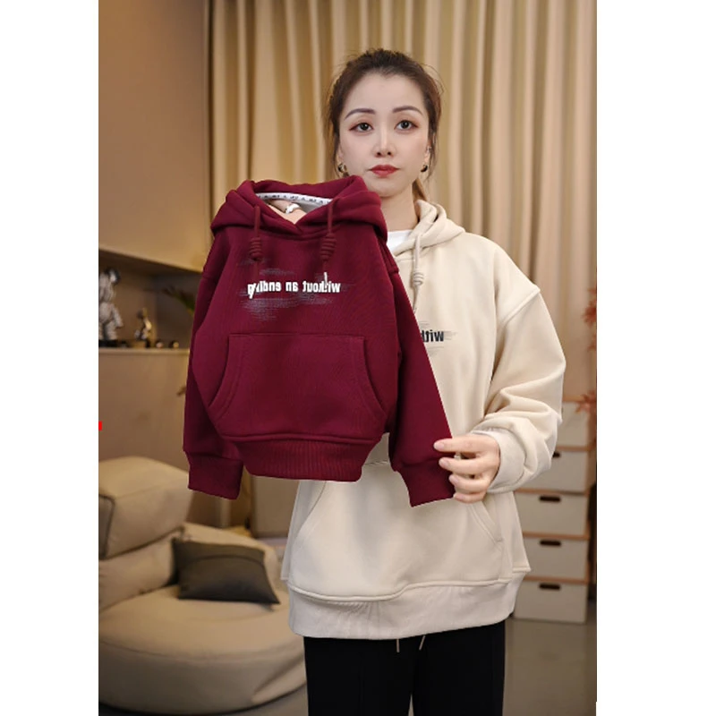 【加绒加厚】冬季儿童连帽季加绒加厚潮流卫衣中大童洋气保暖上衣