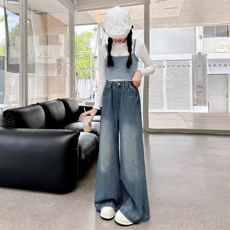 女童阔腿牛仔裤932