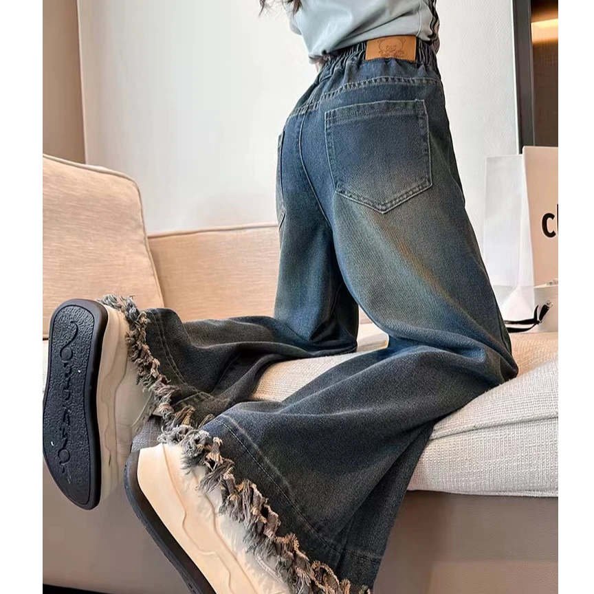 女童毛边百搭牛仔裤1075