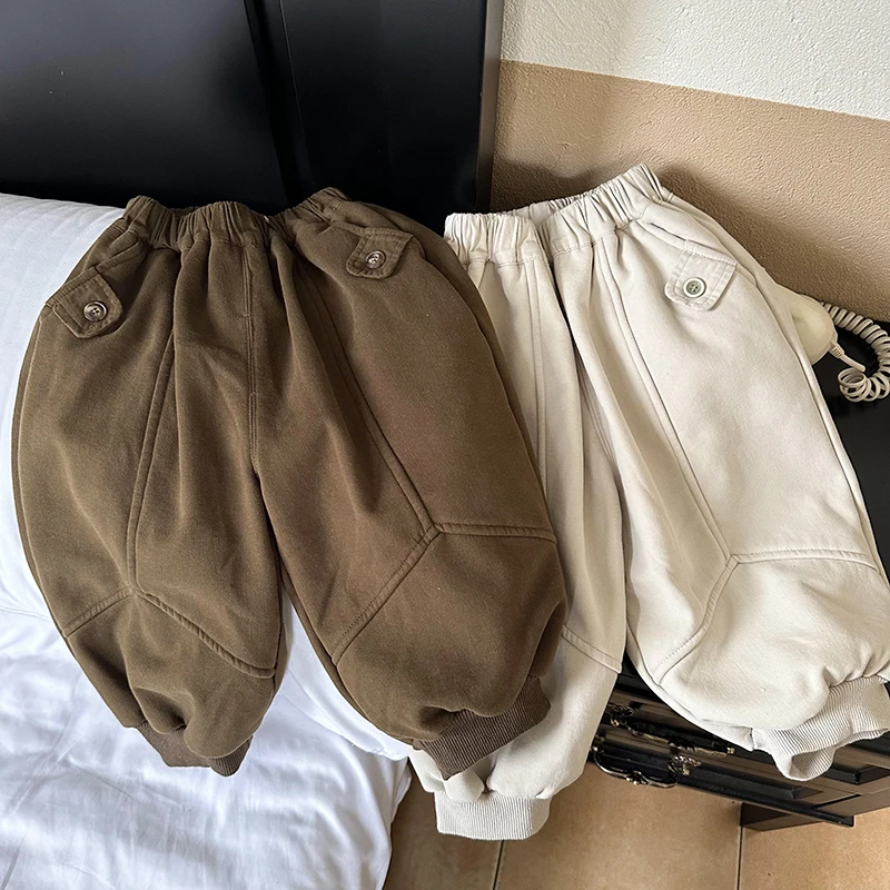 【幼萌童品】儿童韩版高级感轻奢韩版宽松加绒加厚男童休闲裤