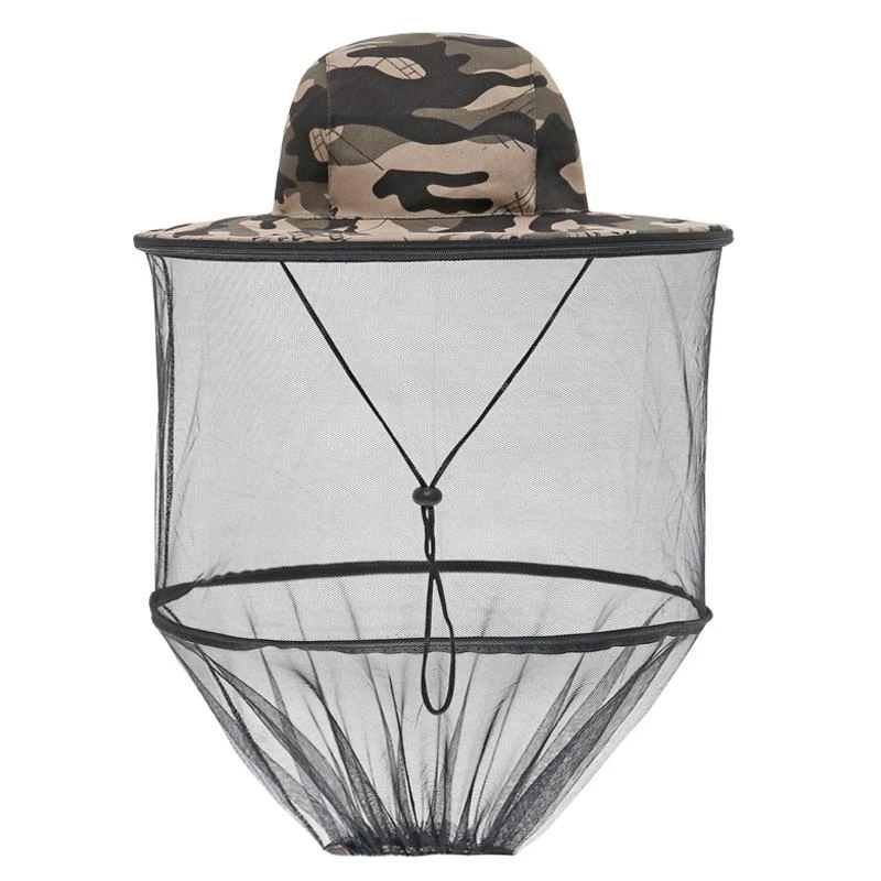 户外防蚊遮阳帽子男士钓鱼帽遮脸防晒透气网纱面罩夜钓防虫养蜂帽