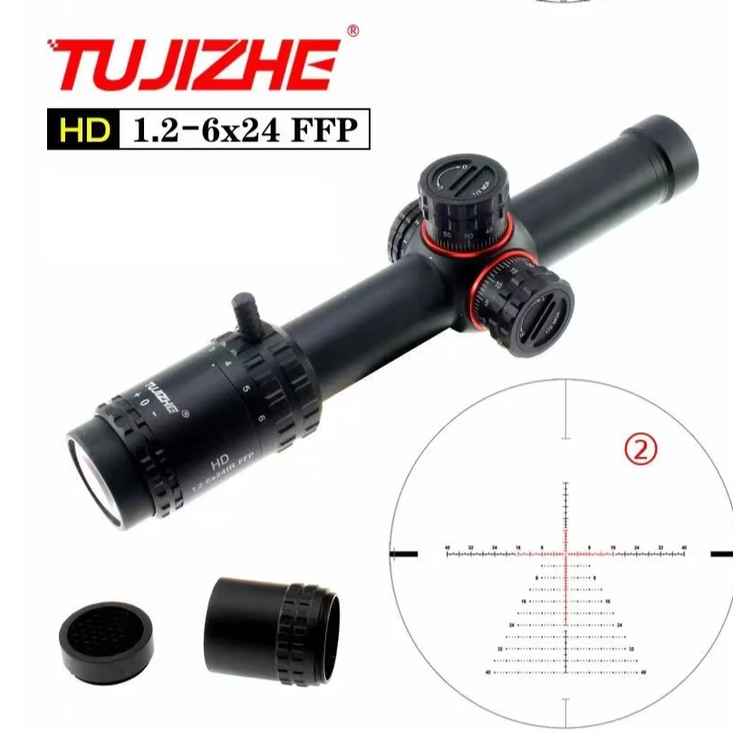 突击者前置1.2-6x24激光瞄准器瞄准镜狙击镜可调十字望远
