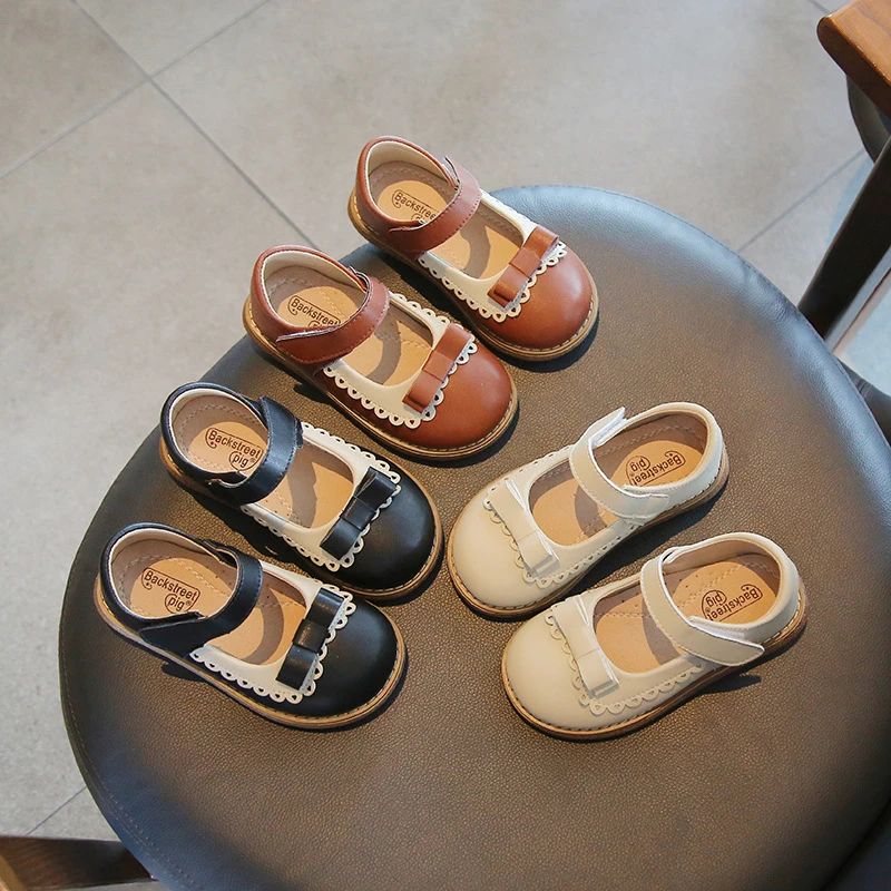 女童小皮鞋韩风英伦风复古宝宝真皮软底时尚儿童鞋时尚春秋公主鞋