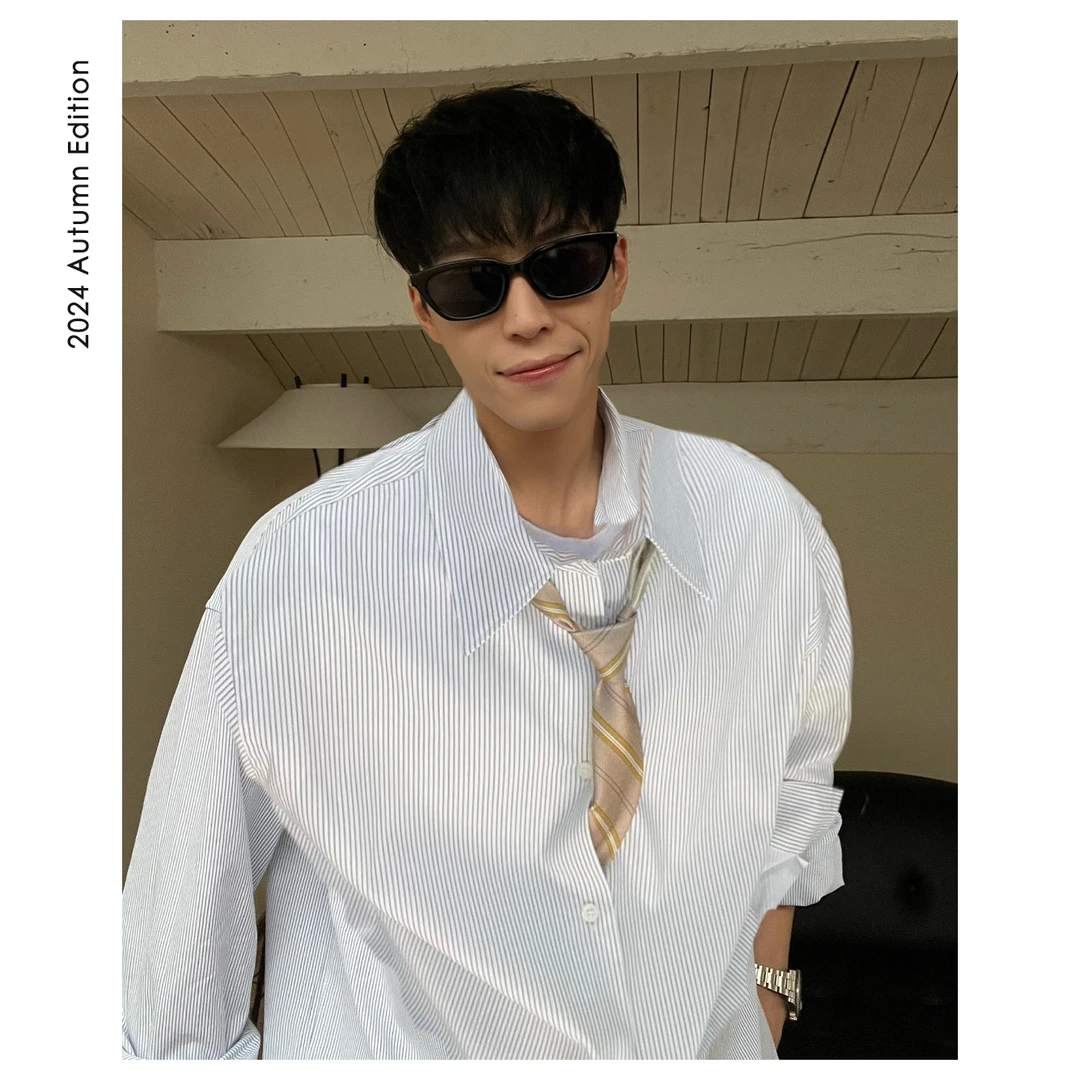 ZICHENG 秋季 黑标系列 平替款男士简约韩系条纹百搭休闲长袖衬衫