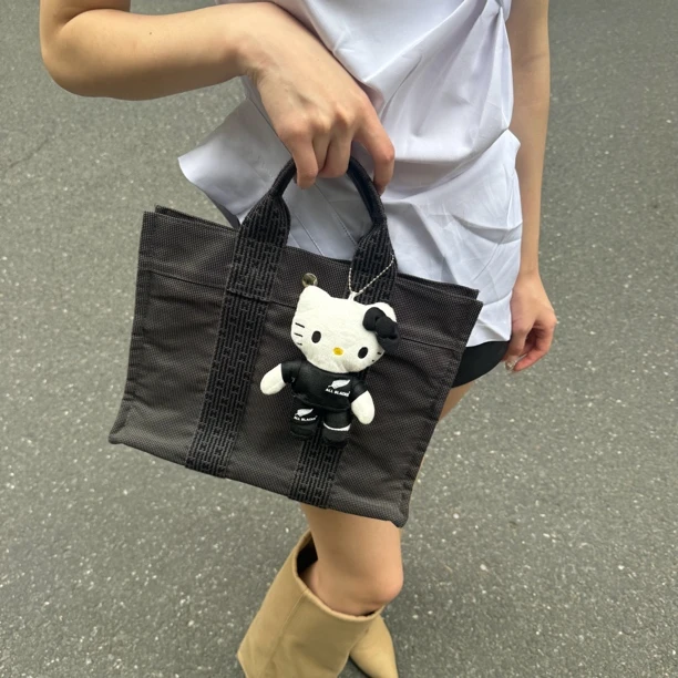 95新 Hermes/爱马仕 爱马仕深灰色帆布包小号手提包