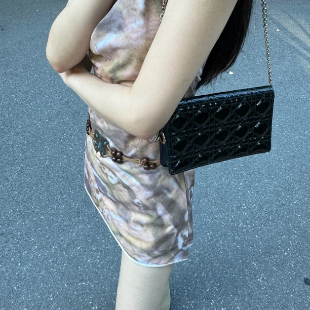 95新 DIOR/迪奥 DIOR黑色金扣五格woc斜挎包
