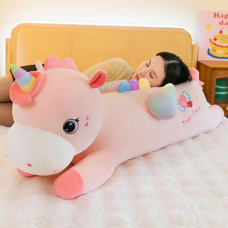 新款彩虹独角兽110厘米 毛绒玩具可爱睡觉抱枕玩偶公仔女