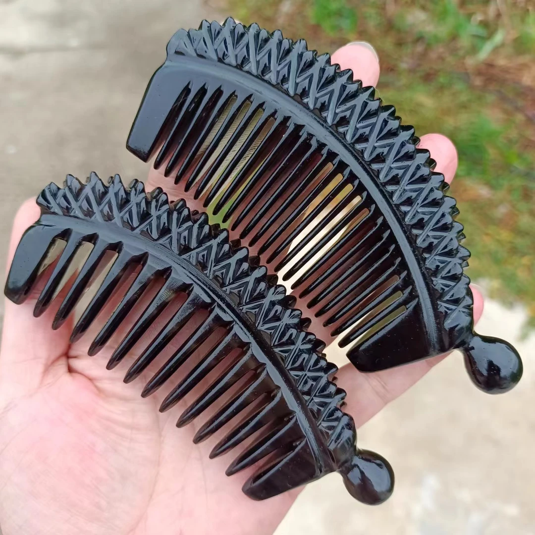 精品一个装黑牛角加厚带钻丁穴位按摩头皮梳携带方便梳子