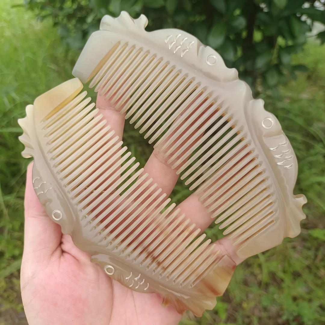 天然牛角14厘米月梳携带方便包包梳