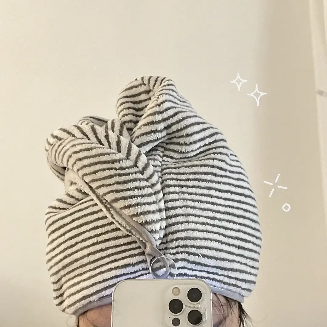 新款干发帽加厚超强吸水速干干发巾成人柔软网红包裹头巾条纹浴帽