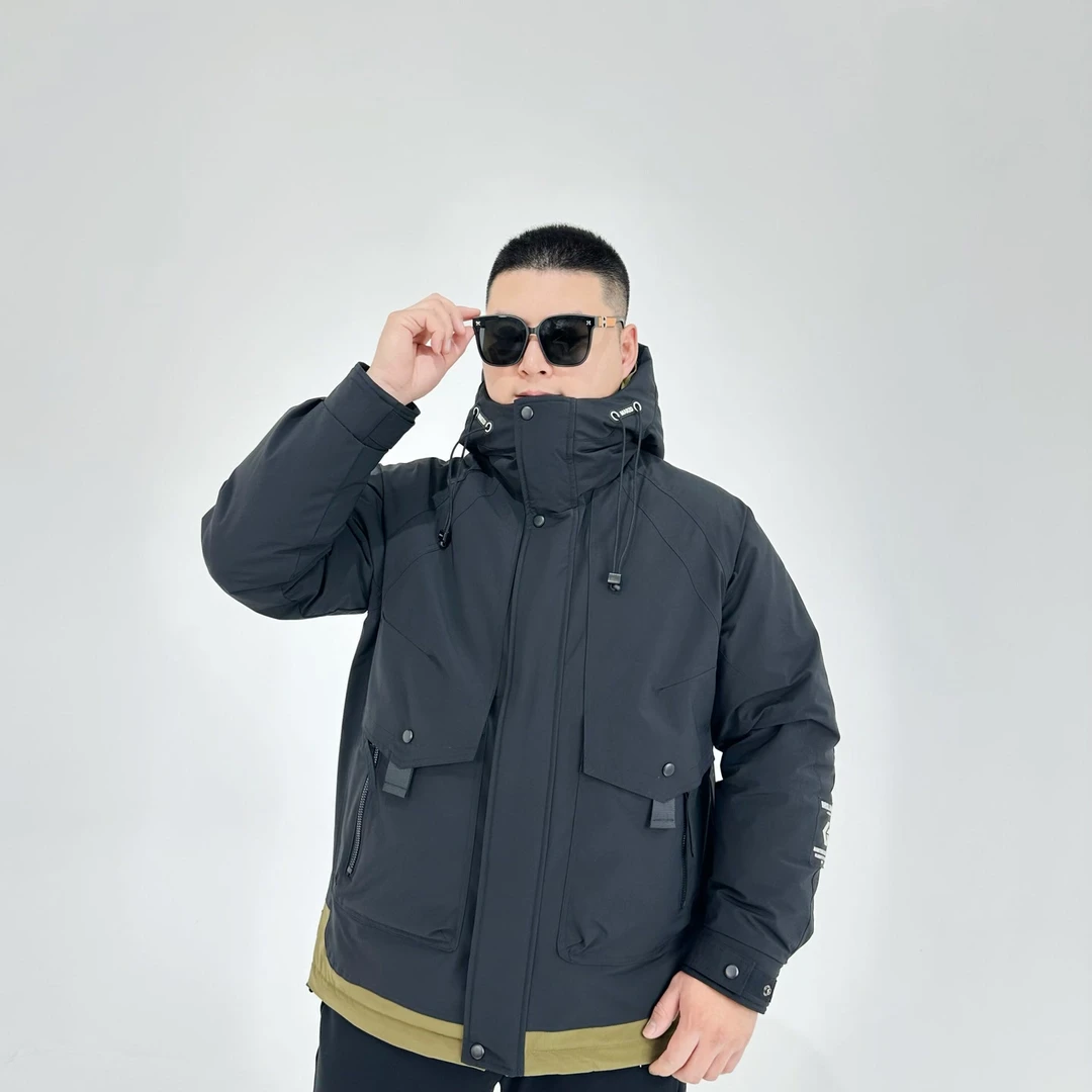 胖语/PANG YU 胖语大码男装 2024冬季新款工装风加厚羽绒服Y761#X