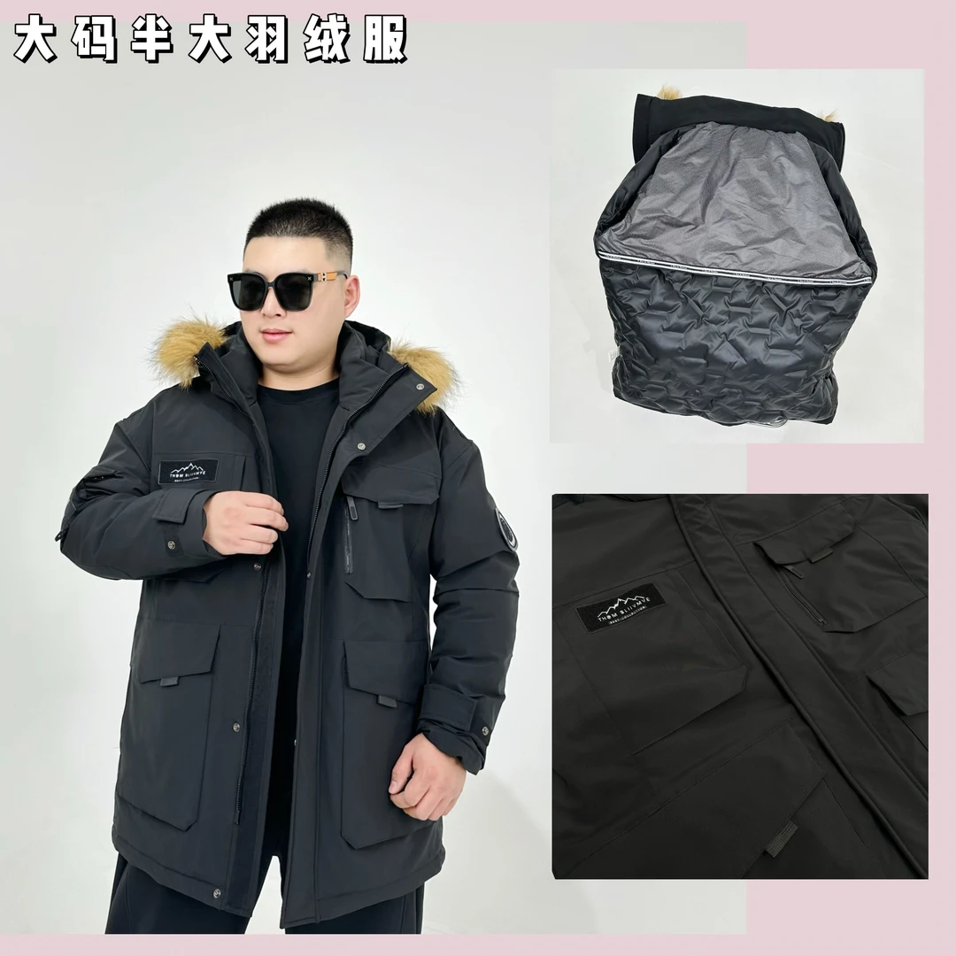 【羽绒服】 胖语大码男装 2024冬季新款半大款加厚百搭羽绒服Y733#X