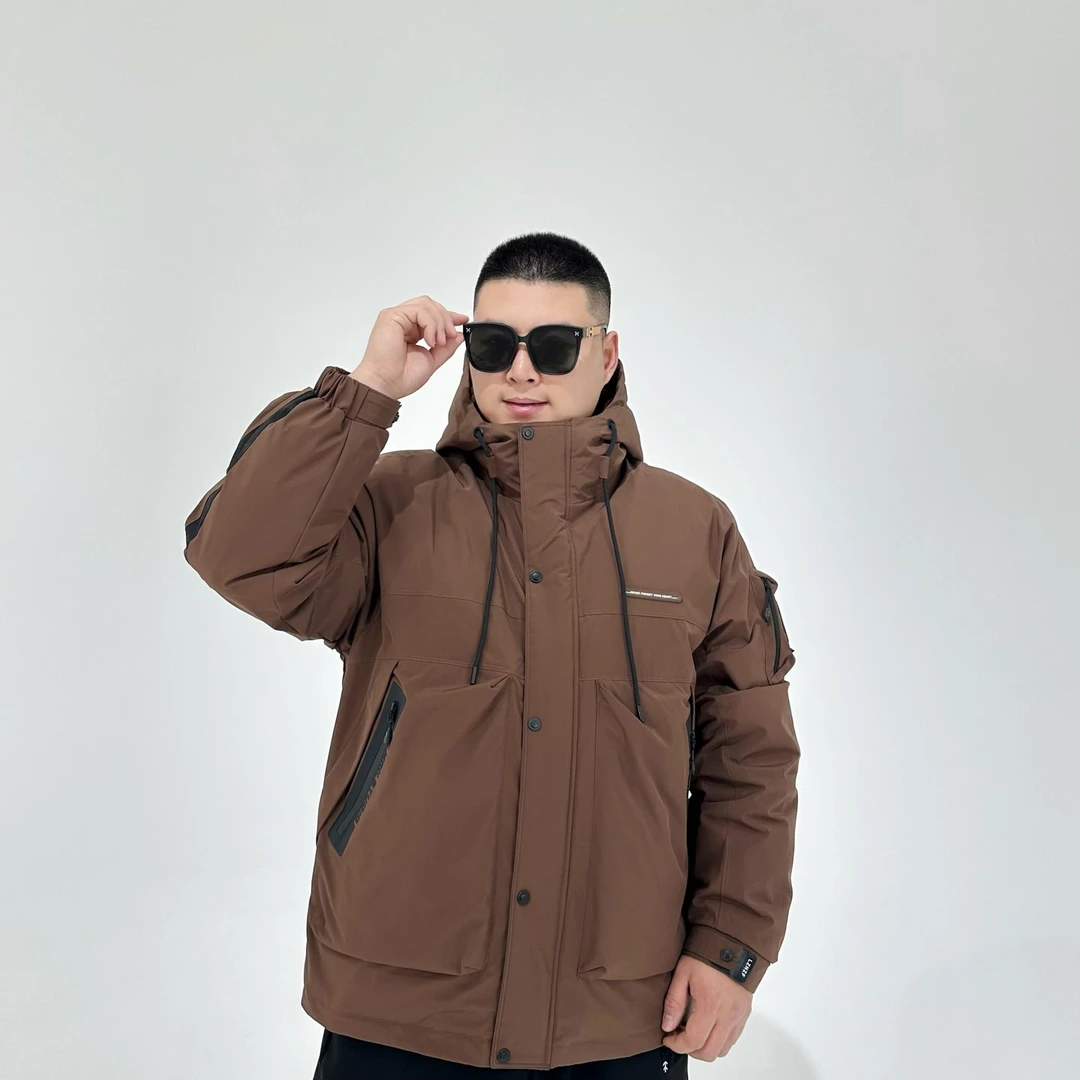 胖语/PANG YU 胖语大码男装 2024冬季新款工装风加厚羽绒服W906#H