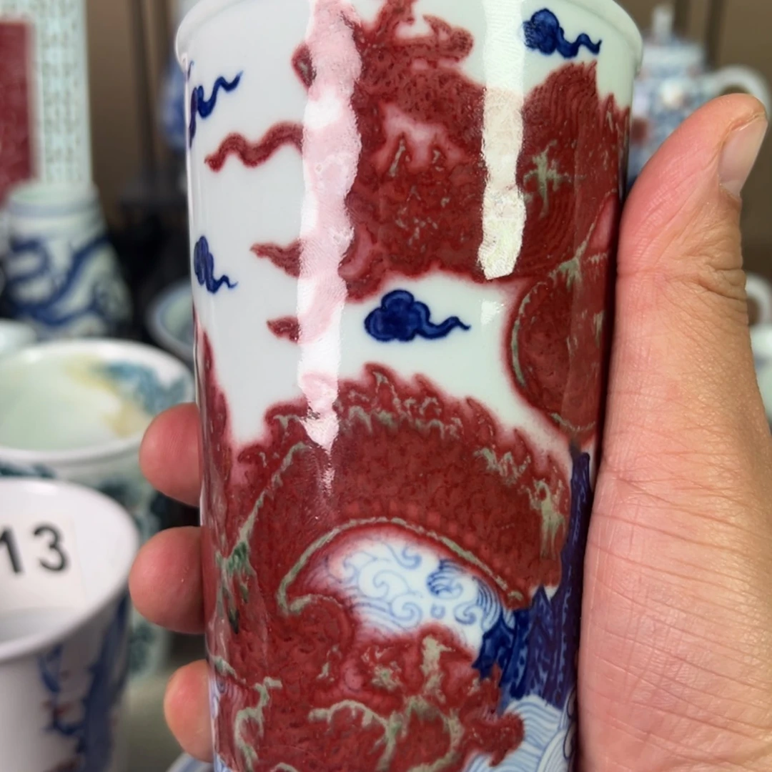 【闪购商品】瓷杯头***心青花釉里红