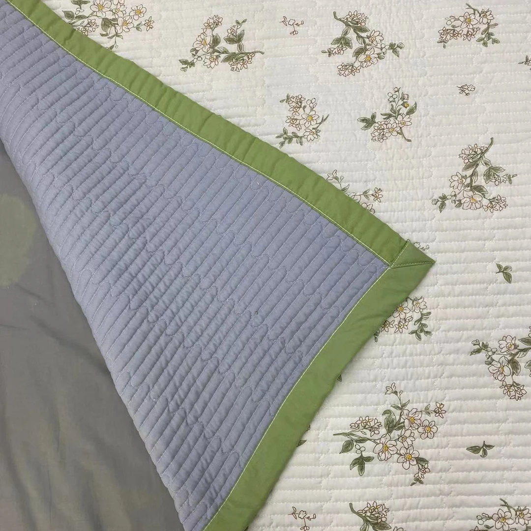 【栀子花开】四季通用水洗棉床盖加棉多功能绗缝可机洗90*200cm