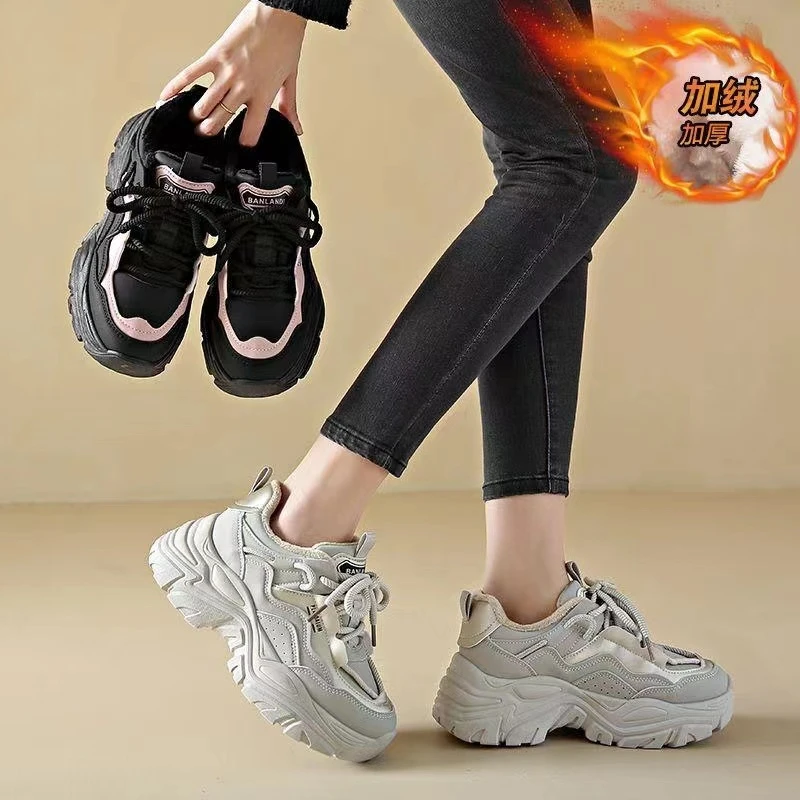 【女生加绒老爹鞋】秋冬时尚百搭厚底加棉休闲老爹鞋C6007