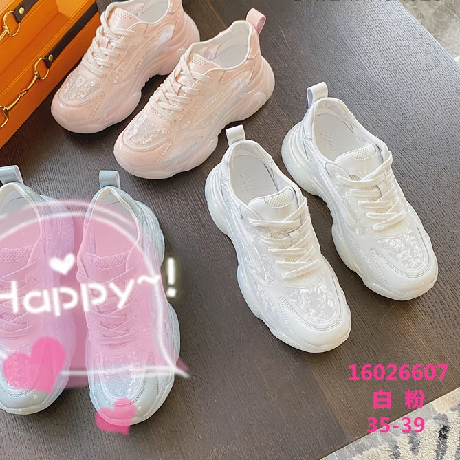 16026607鞋子女厚底运动鞋透气网鞋夏季休闲女士休闲鞋品牌镂空白