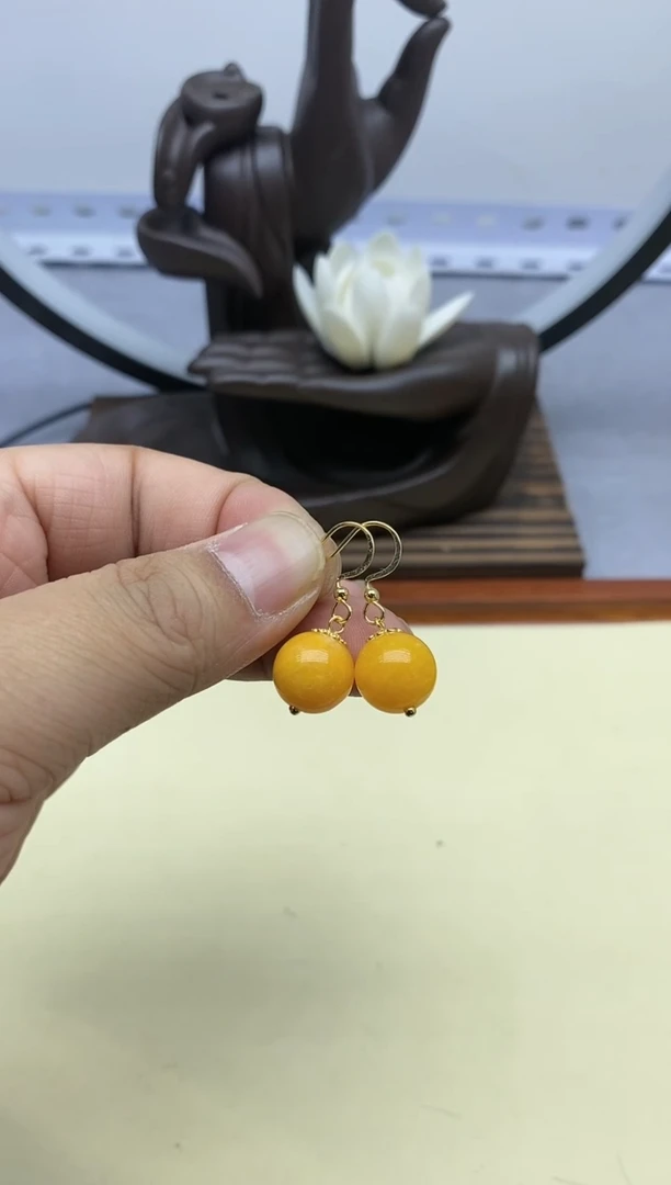 【闪购商品】翡翠耳饰银S925镀金镶嵌39