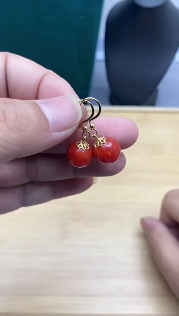 【闪购商品】翡翠耳饰银S925镀金镶嵌40