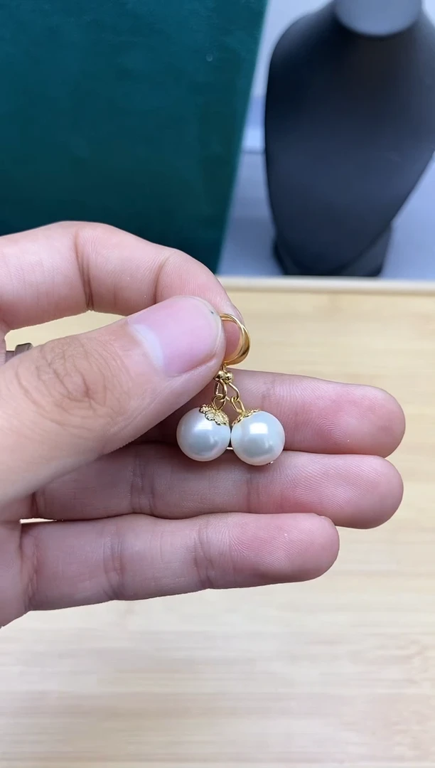 【闪购商品】淡水珍珠耳饰银S925镀金镶嵌17