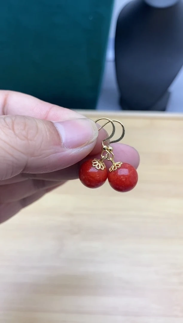 【闪购商品】翡翠耳饰银S925镀金镶嵌40