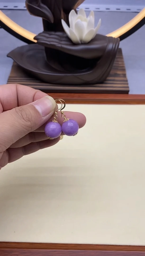 【闪购商品】紫晶耳饰银S925镀金镶嵌38