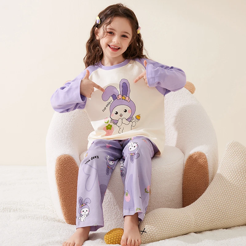 【纯棉圆领】女童睡衣纯棉舒适亲肤柔软女孩家居服长袖长裤可爱卡通