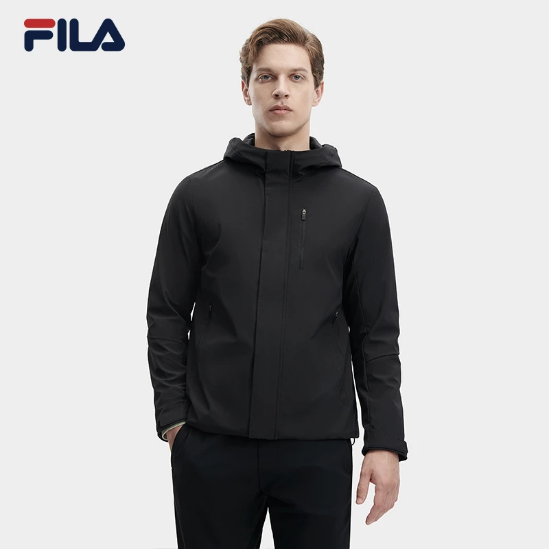 Fila/斐乐男士外套秋冬季保暖商务软壳防风连帽风衣F11M342702F
