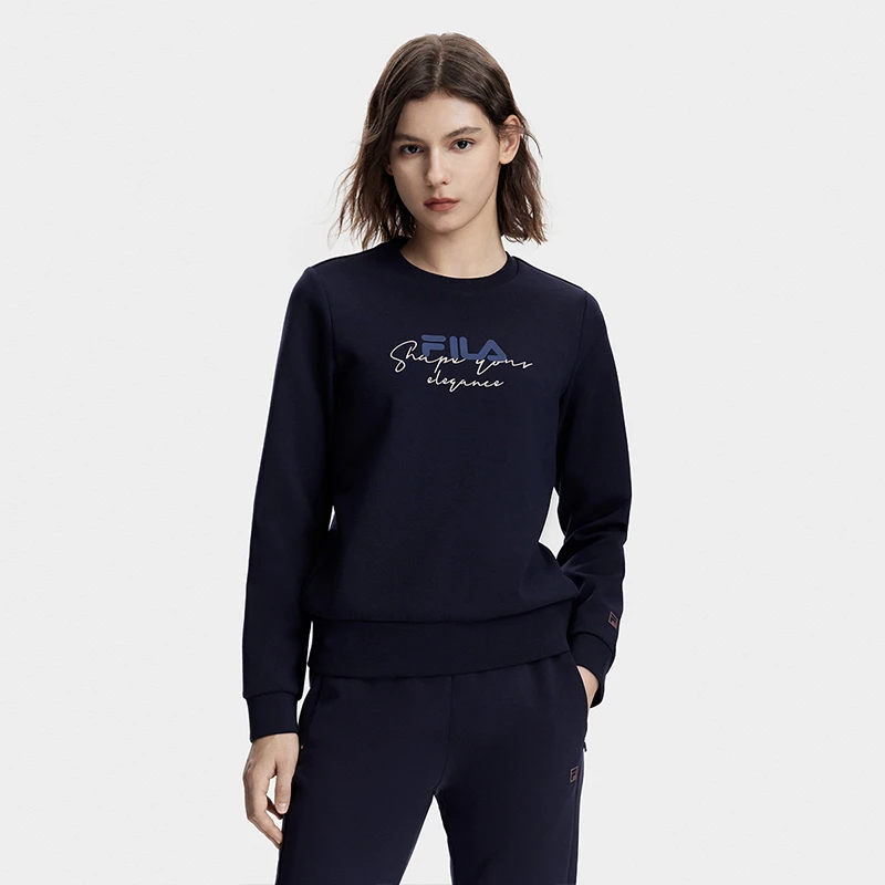 Fila/斐乐女士卫衣秋冬简约百搭圆领运动休闲套头衫A11W341205F