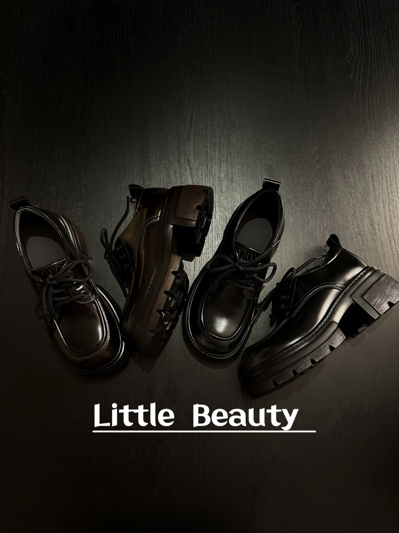 【小美家】厚底牛皮系带乐福鞋