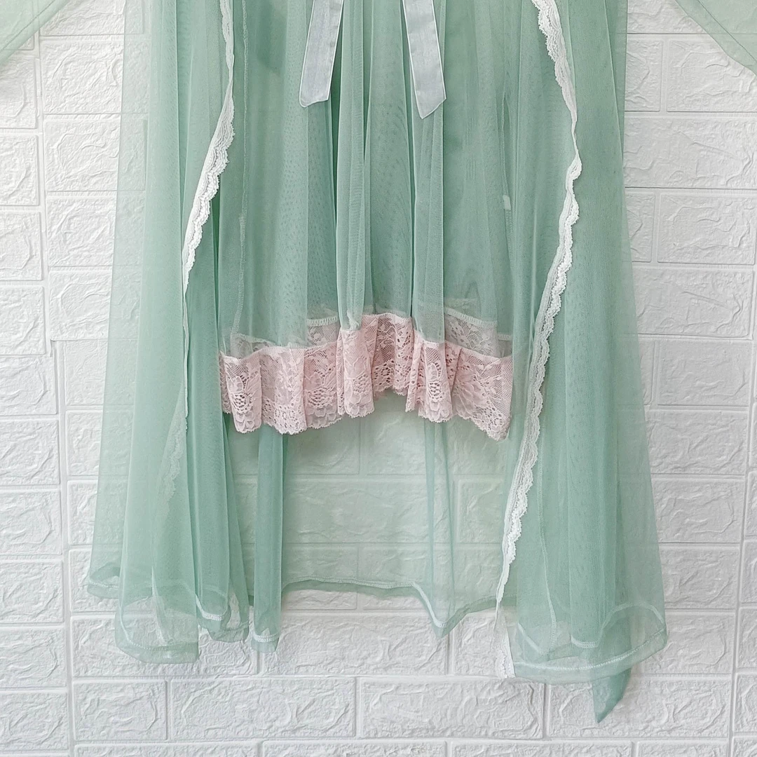 728大码200斤网纱清透外搭彩色性感睡裙女