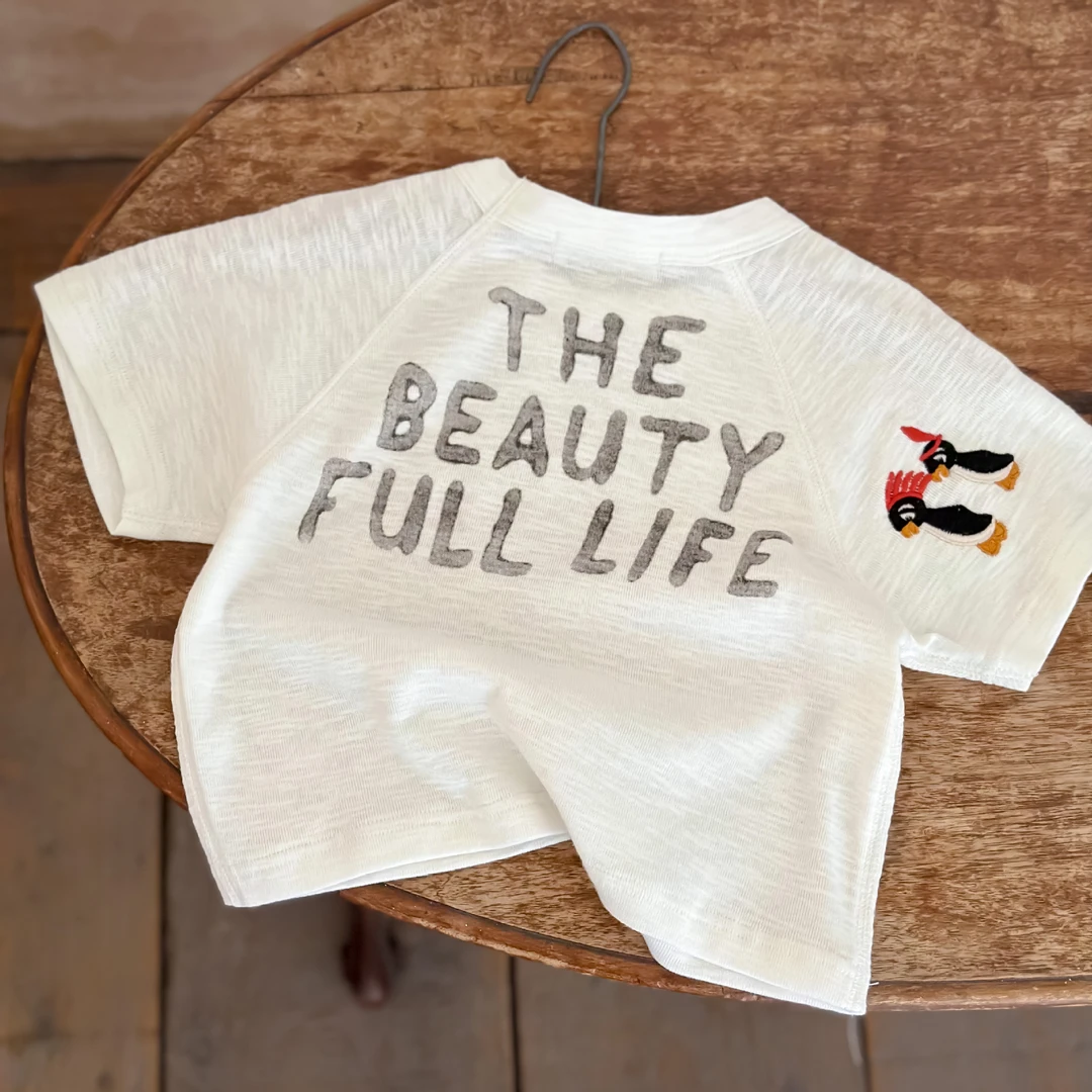 2025夏款短袖童装日系t恤中小童装黑田布男童装女童夏季