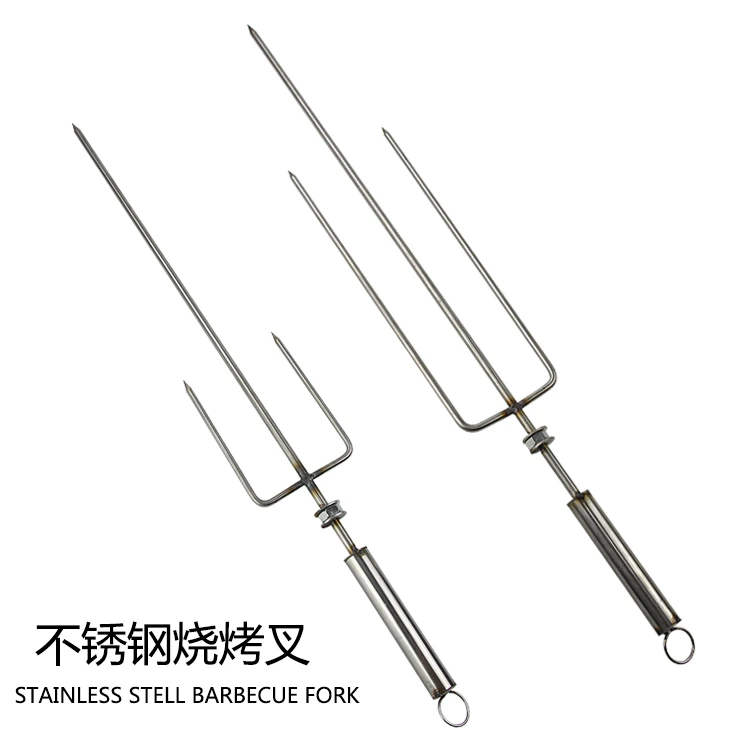 烤羊腿叉不锈钢加长烧羊排烤肉签子大号烤鸡兔烤鸭叉烤炉旋转烤架