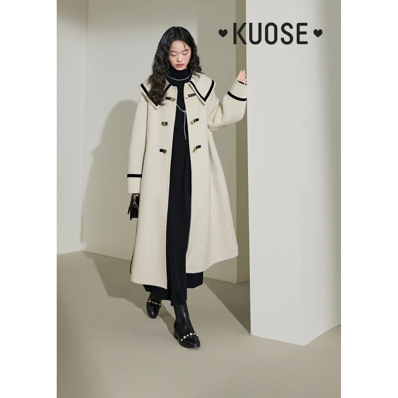 【柏林画家】阔色羊毛毛呢外套女2024新款秋冬呢子大衣KSE2309012