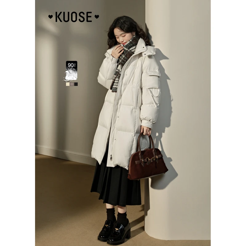 阔色长款羽绒服面包服2024秋冬季女新款连帽外套上衣KSY2409009