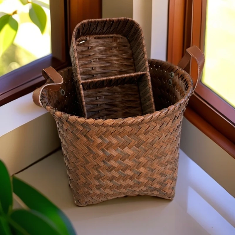美式编织收纳筐杂物脏衣篮仿藤编桌面化妆品宿舍护肤品整理CY006