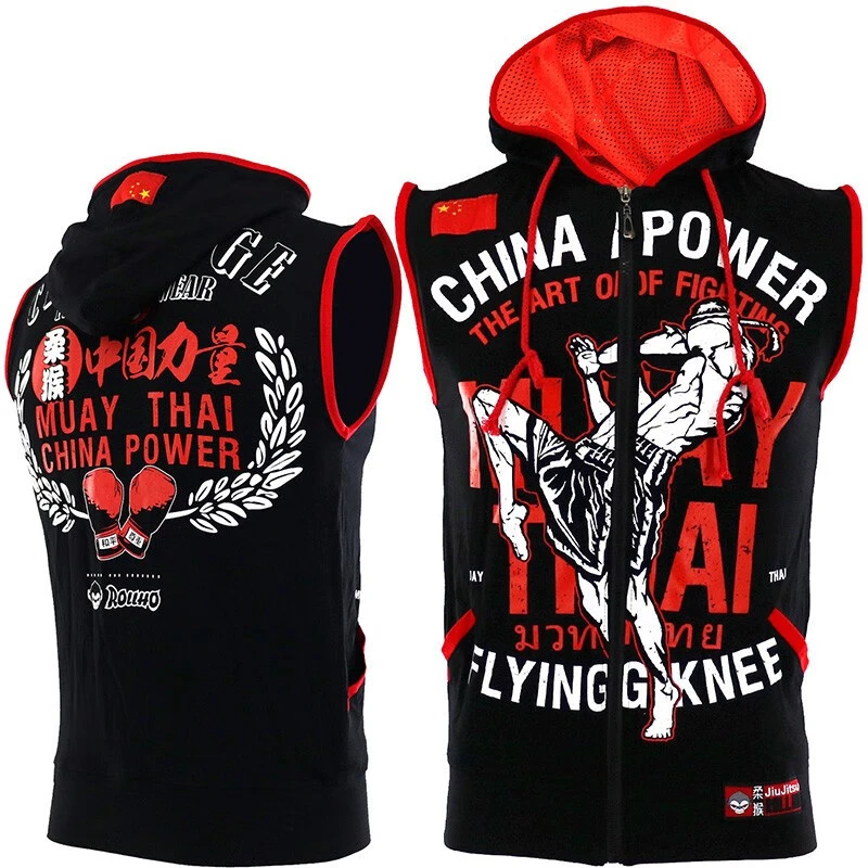 卫衣运动马甲外套健身连帽无袖开衫背心格斗MMA搏击男
