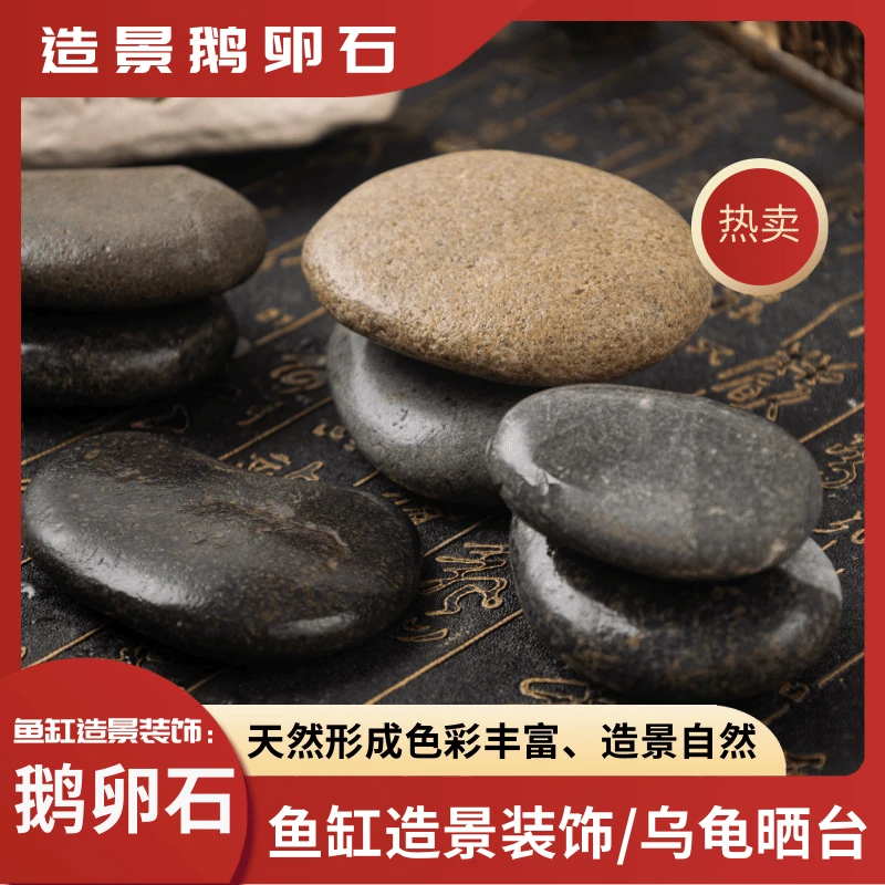 鱼缸造景石天然鹅卵石原生扁平石三湖慈鲷虾虎缸乌龟缸草缸装饰石