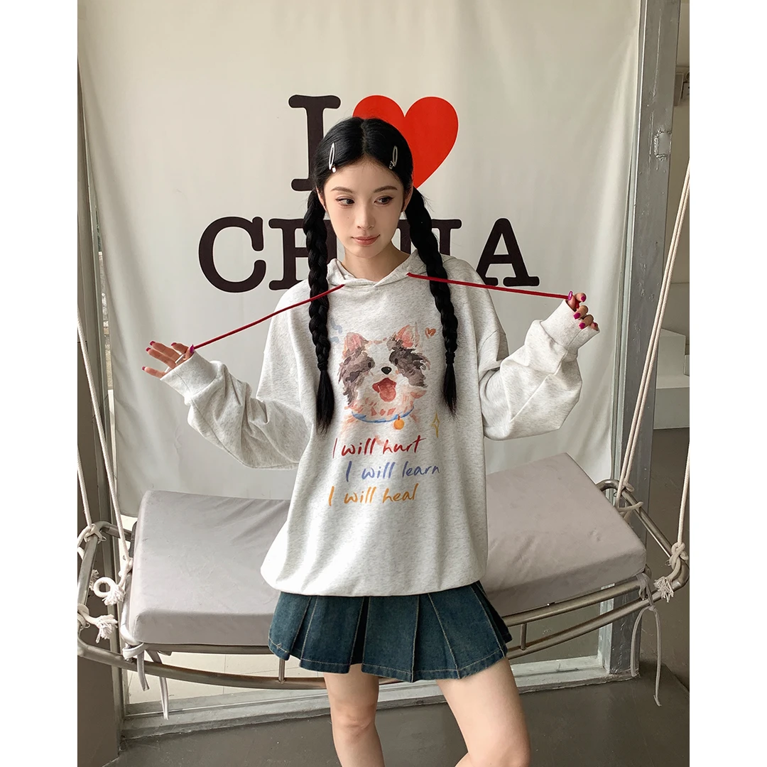 【吵吵家】卫衣小狗印花连帽设计感小众47390